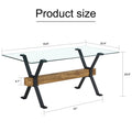 Dining Table. Modern Tempered Glass Dining Table. Large Modern Office Desk With Black Metal Legs And Mdf Crossbars, Suitable For Home And Office Use. Kitchen 70.9 Inches X 35.4 Inches X 30 Inches 1105 Transparent Mdf Glass