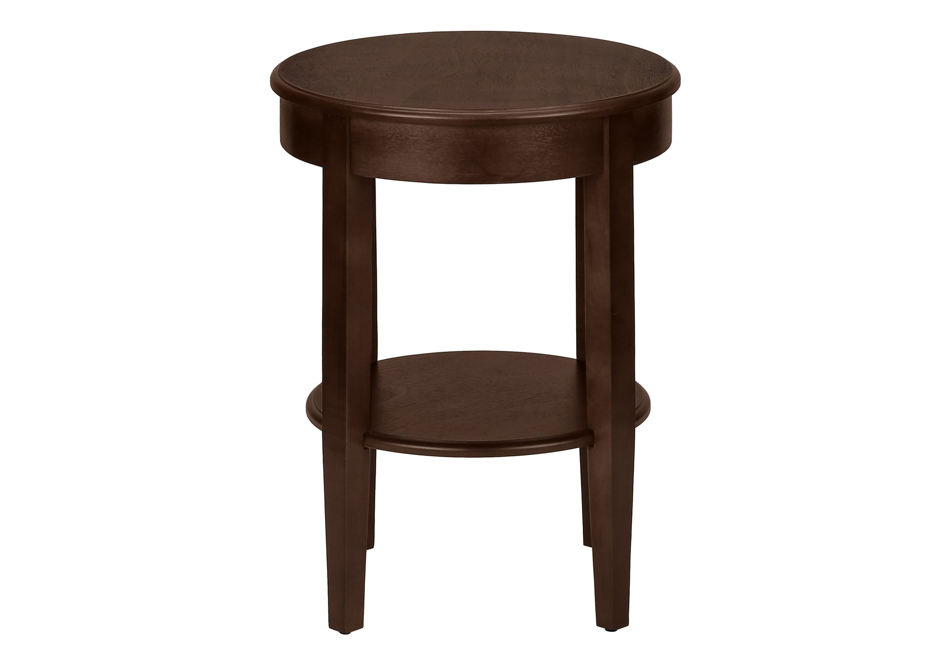 Accent Table, 2 Tier, End, Side Table, Round, Nightstand, Bedroom, Lamp, Brown Veneer, Transitional Espresso Mdf