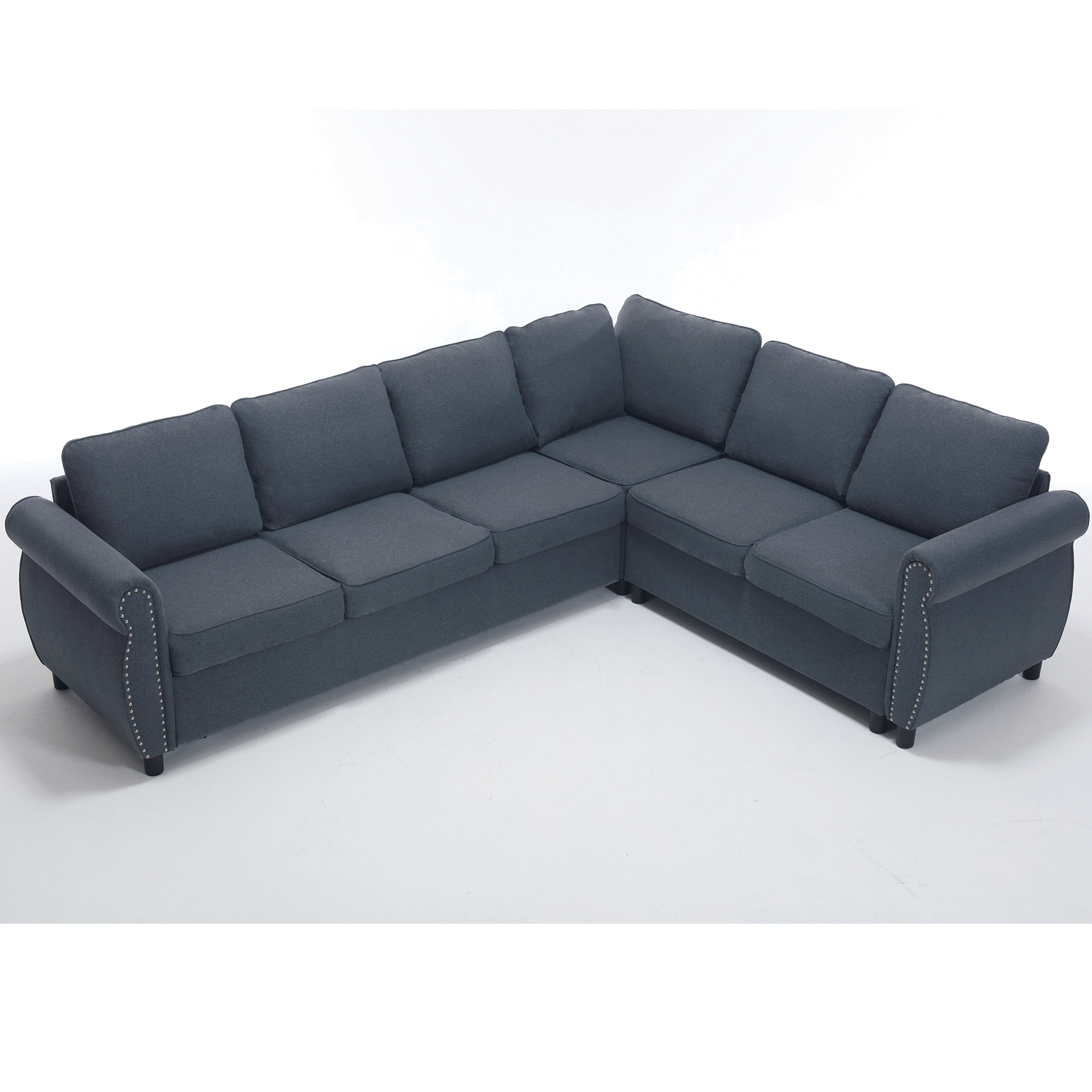 Arrived Sleeper Sofa, 2 In 1 Pull Out Couch Bed,6 Seater Sofa Bed, L Shaped Sleeper Sectional Sofa Couch,Riveted Sofa,104'' Large Combined Sofa Bed In Living Room, Dark Gray Gray Polyester Wood Primary Living Space Medium Soft Cushion Back Modern