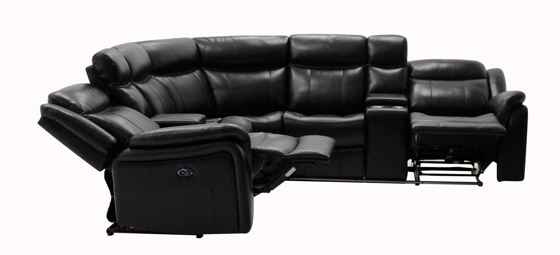 Jupiter Black Leather Sectional Black Pu 5 Seat