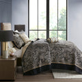 5 Piece Jacquard Bedspread Set With Throw Pillows Black King King Black Cotton