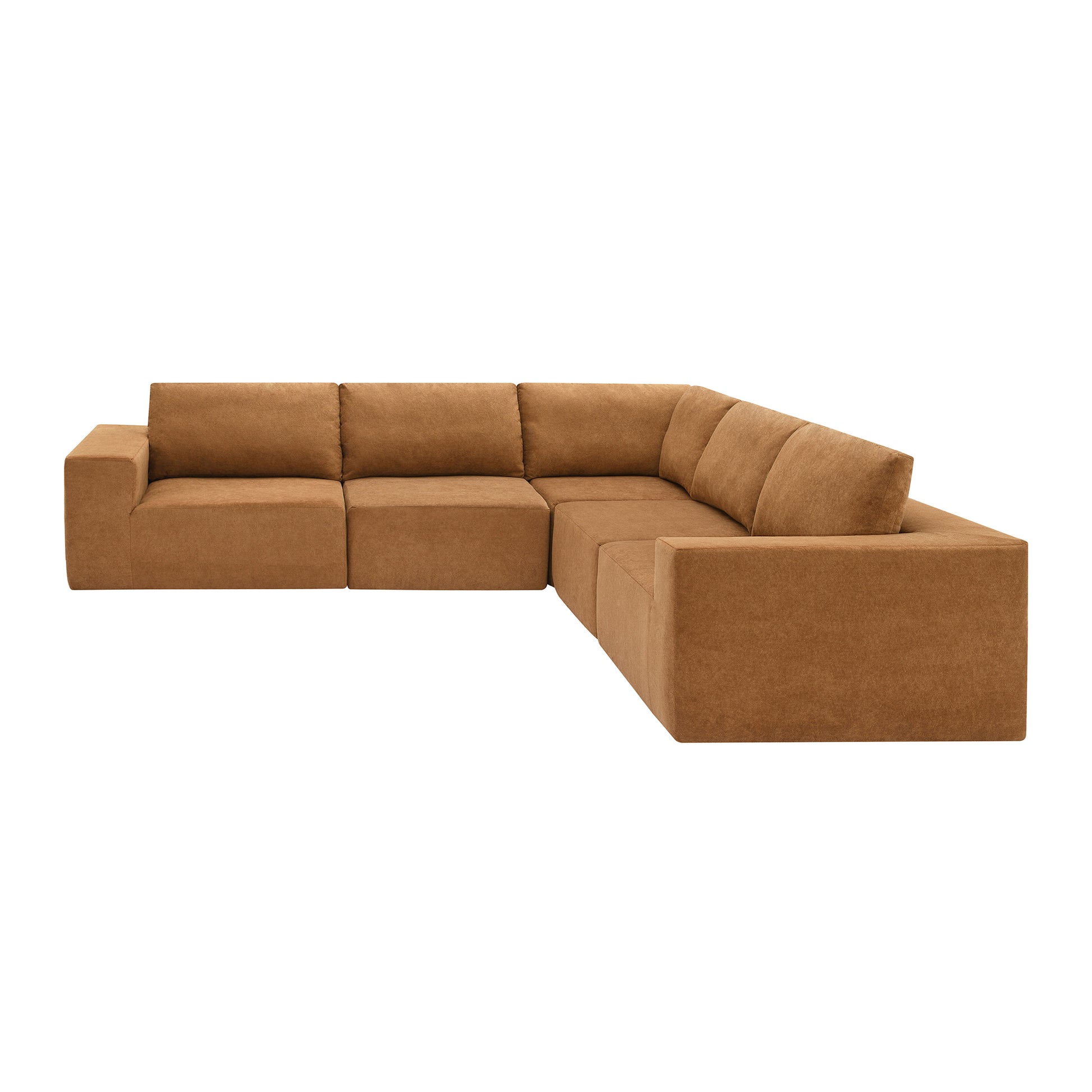 116*116" Modular L Shaped Sectional Sofa,Luxury Floor Couch Set,Upholstered Indoor Furniture,Foam Filled Sleeper Sofa Bed For Living Room,Bedroom,5 Pc Free Combination,3 Colors Brown Fabric 5 Seat