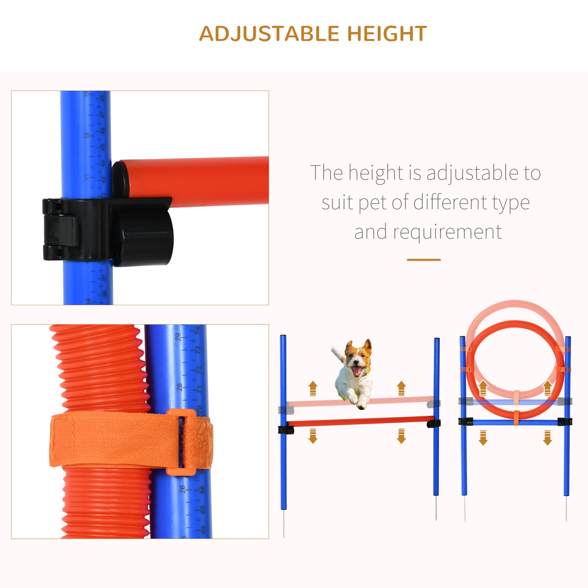 Pawhut Dog Agility Training Equipment With Easy 3 Piece Set, Dog Obstacle Course For Backyards Of Small Size, Includes Dog Hurdles, Weave Poles, Hoop Multicolor Plastic