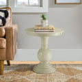 Antique White Accent Table With Pedestal Base Antique White Primary Living Space Farmhouse,Modern Round Wood Pedestal