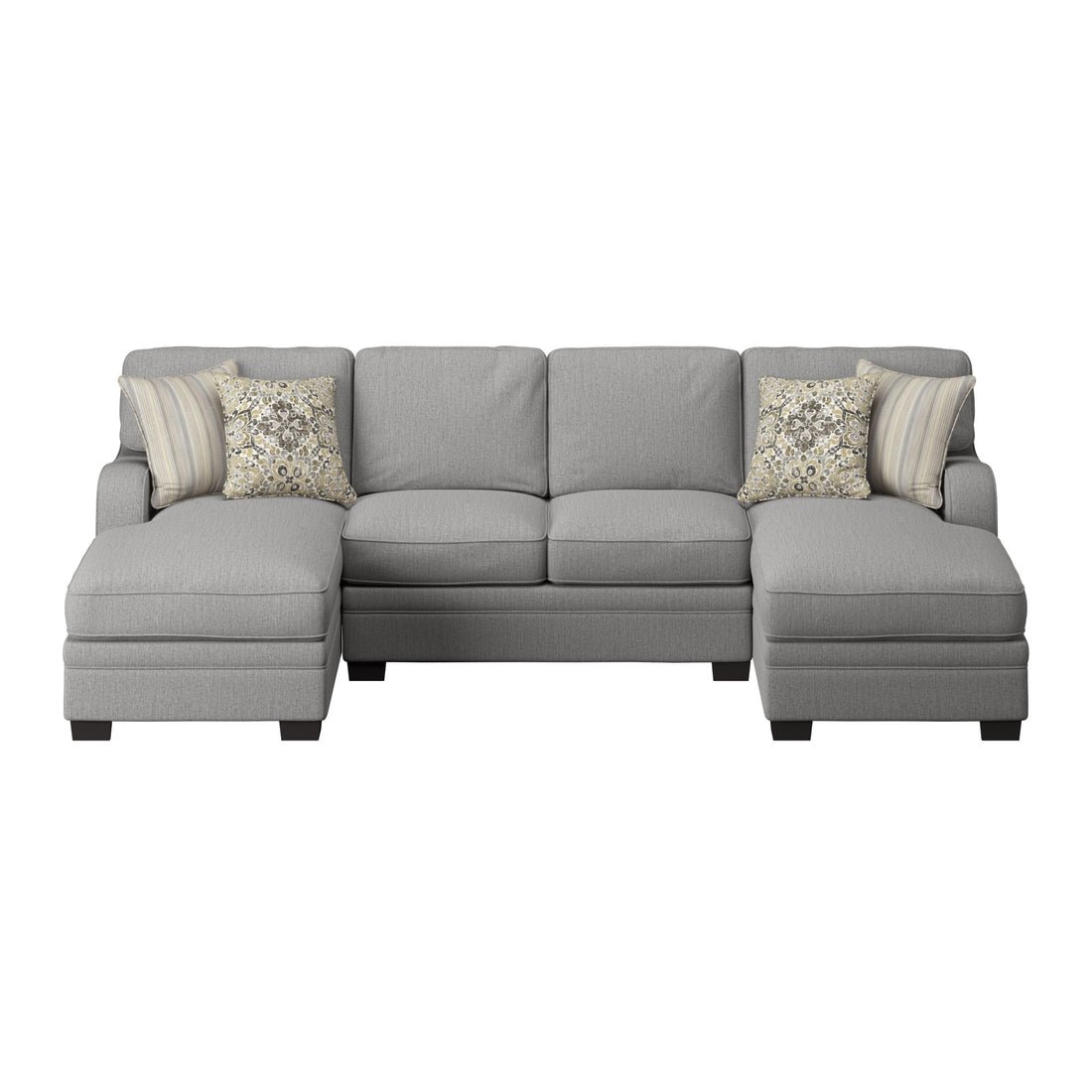 Berza Gray U Shaped Sectional Gray Foam Engineered Wood 4 Seat