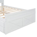 Full Size Wooden Bed With Storage Headboard With Outlets, Extendable Bed With Twin Size Trundle With Three Storage Drawers,White Full White Wood