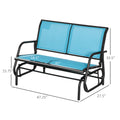 Outsunny 2 Person Outdoor Glider Bench, Patio Double Swing Rocking Chair Loveseat W Powder Coated Steel Frame For Backyard Garden Porch, Blue Blue Steel