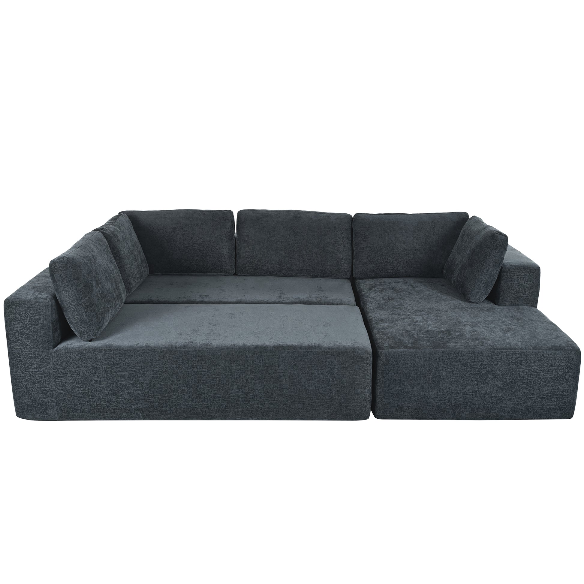 Modern Large Modular Sectional Sofa For Living Room, Bedroom, Salon, 3 Piece Free Combination Gray Polyester 3 Seat