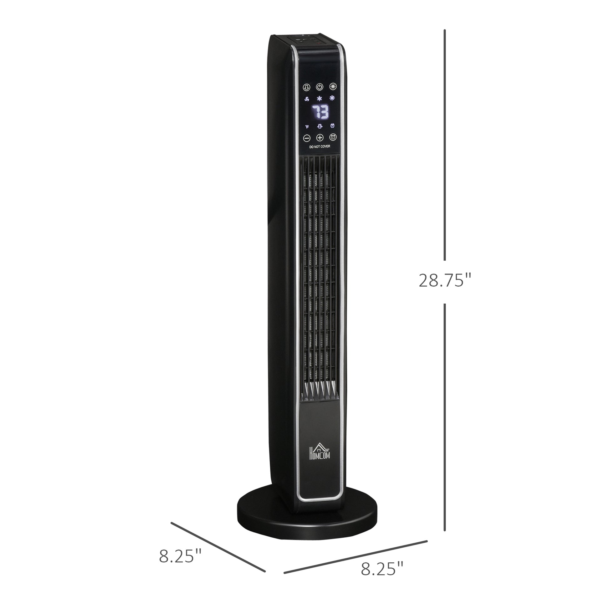 Homcom 2 In 1 Portable Electric Tower Heater, Oscillating Space Heater For Indoor Use With Remote Control, 8H Timer, Three Heating Modes High, Low, Fan , 750W 1500W, Black Black Plastic