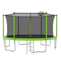 14Ft For Kids Children With Safety Enclosure Net Outdoor Backyards Large Recreational Trampoline Green Metal