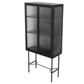 Elegant Floor Cabinet With 2 Tampered Glass Doors Living Room Display Cabinet With Adjustable Shelves Anti Tip Dust Free Easy Assembly Black Color Black Steel