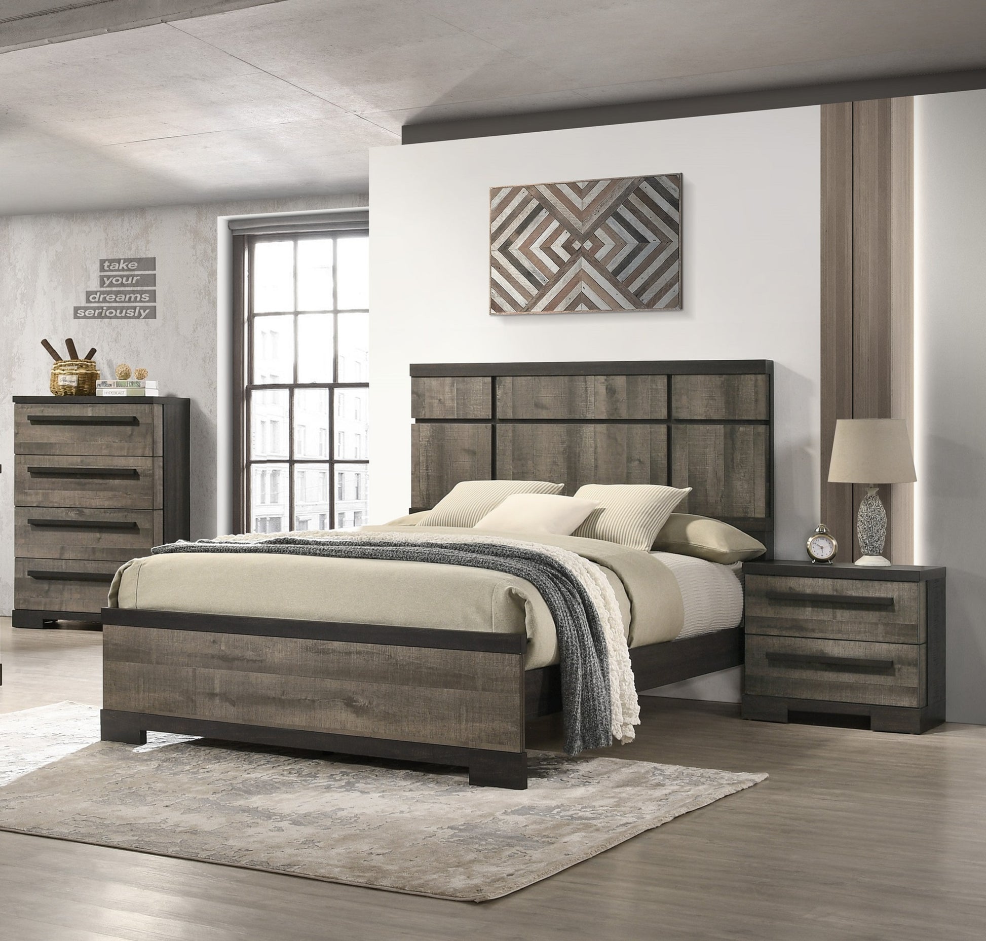 1Pc Contemporary 4 Drawer Chest Brown Gray Finish Wooden Bedroom Furniture Brown Brown Bedroom Contemporary,Transitional Wood