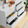 Modern White 6 Drawers For Bedroom,Small Size Wooden Drawers With Gold Handles, Chest Dresser With Deep Drawers For Living Room White Bedroom Mdf