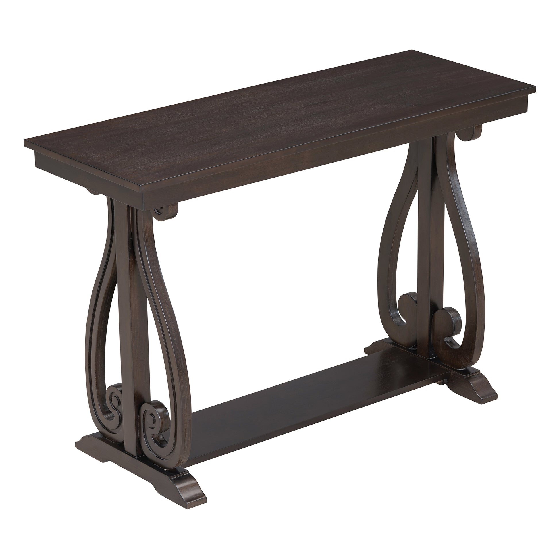 48 Inch Rustic Vintage Console Tablefarmhouse Style Entryway Table With Open Shelf And Sturdy Construction For Entryway And Living Room Espresso Espresso Distressed Finish Primary Living Space Antique,Rustic,Vintage Open Storage Console Tables Brushed