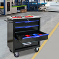 4 Drawers Multifunctional Tool Cart With Wheels Black Black Blue Steel