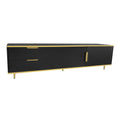 Modern Tv Stand For 65 Inch Tv, Entertainment Center Tv Media Console Table,With 2 Drawers And 2 Cabinets, Tv Console Cabinet Furniture For Living Room Black 70 79 Inches Particle Board