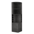 Seattle Bar Cabinet, Eight Bottle Cubbies, Two Large Open Shelves Freestanding 5 Or More Shelves Smoke Gray Primary Living Space Open Storage Space Contemporary Pine Melamine Melamine