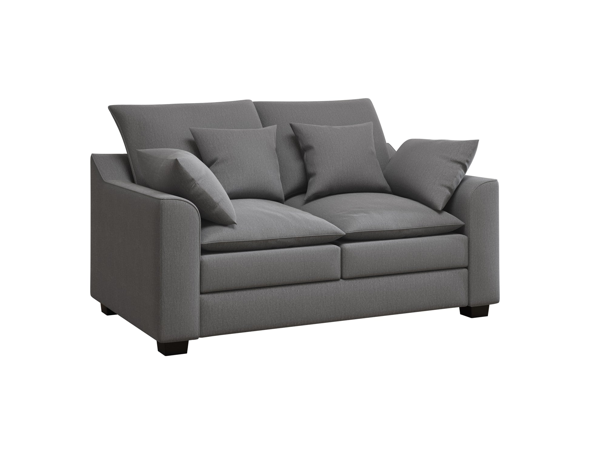 55" Loveseat Couch 2 Seater Sofa With Pillows Polyester Upholstery Duck Down Filled Cushion Sofa For Living Room Apartment,Grey Grey Polyester Wood Primary Living Space Soft Cushion Back Foam Polyester 2 Seat