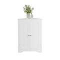 Floor Corner Cabinet With 2 Doors And Adjustable Shelves, Freestanding Narrow Cabinet Organizer, Corner Storage Cabinets For Bathroom, Kitchen, Living Room, Or Bedroom, White White 1 Mdf