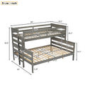 Wood Twin Xl Over Queen Bunk Bed With Ladder, Gray Twin Xl Box Spring Not Required Gray Wood Bedroom Bunk Solid Wood Mdf