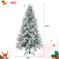 7.5Ft Pre Lit Spruce Snow Flocked Christmas Tree, Artificial Hinged Xmas Tree With 350 Multi Color Led Lights, 8 Flashing Modes &1389 Snow Branch Tips, Holiday Office Home D Cor White Green Polyethylene