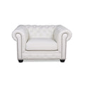 Traditional Tufted Leather Chesterfield Chair White Leather