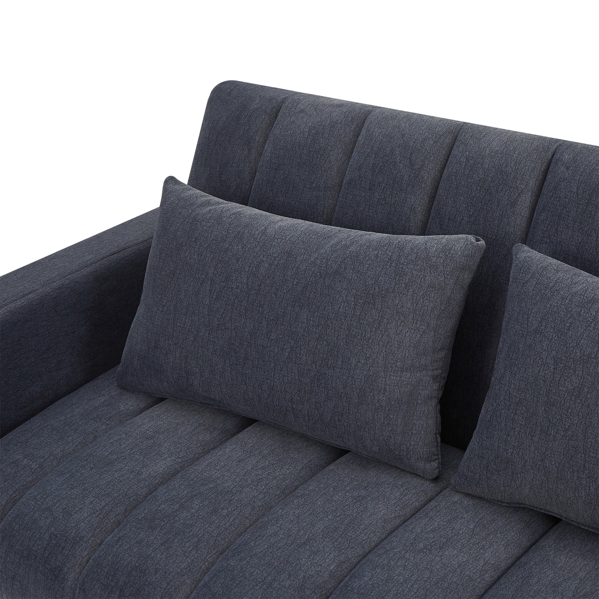55.9" Convertible Sofa Bed Loveseat Sofa With Three Usb Ports, Two Side Pockets, Two Cup Holders And 360 Swivel Phone Holder For Living Room, Blue Grey Blue Gray Foam Polyester