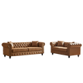 Fx 3 Seats 2 Seats Combo Sofa Modern Living Room Sofa With Solid Wood Frame And Wooden Feet, 4 Cushions, Apartment Sofa Furniture For Living Room, Living Room, Office Brown Wood Pine Foam Fabric 5 Seat