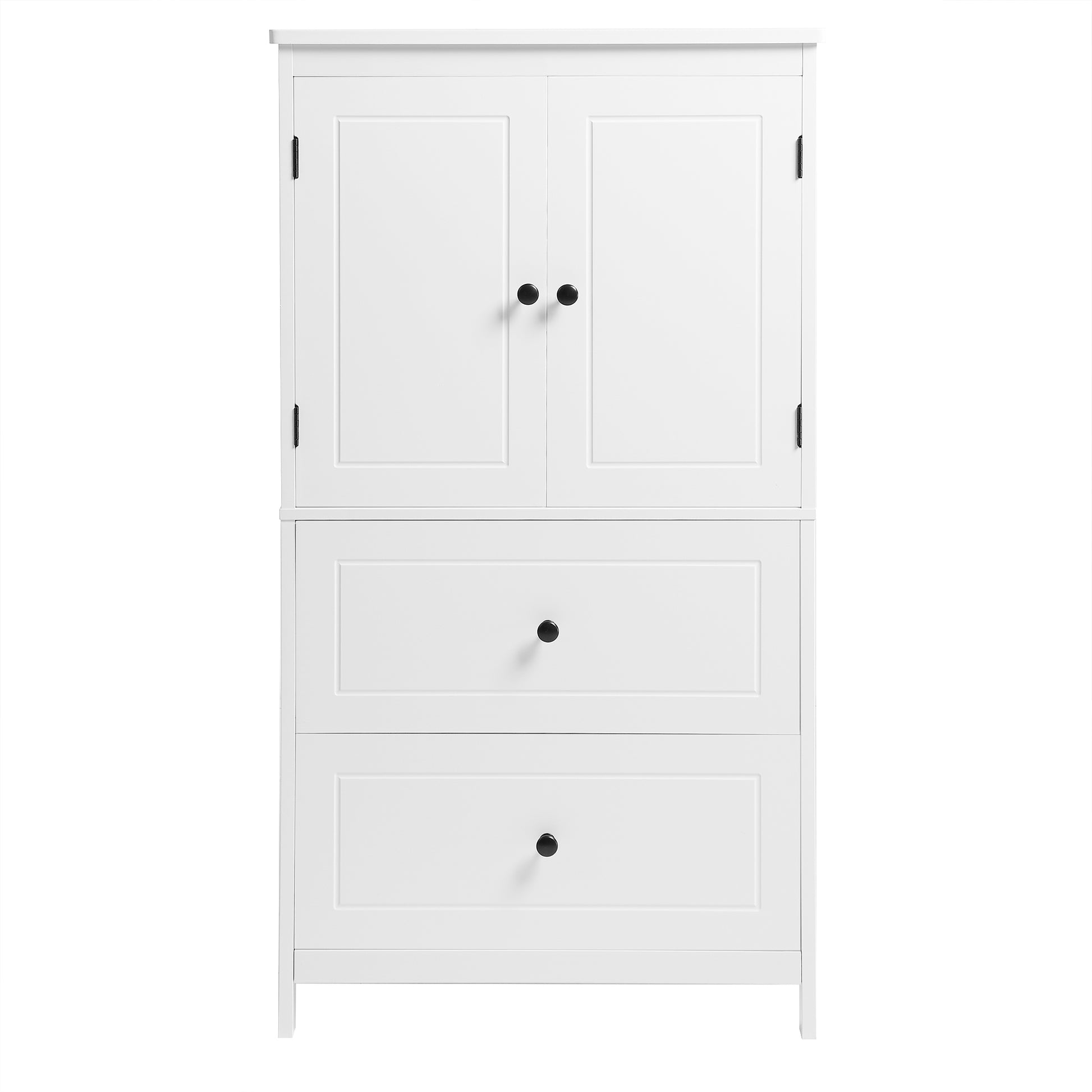 Bathroom Storage Cabinet, Cabinet With Two Doors And Drawers, Adjustable Shelf, Mdf Board, White White Mdf