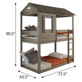 Rustic Grey Twin Over Twin Bunk Bed With Built In Ladder Grey Gray Wood