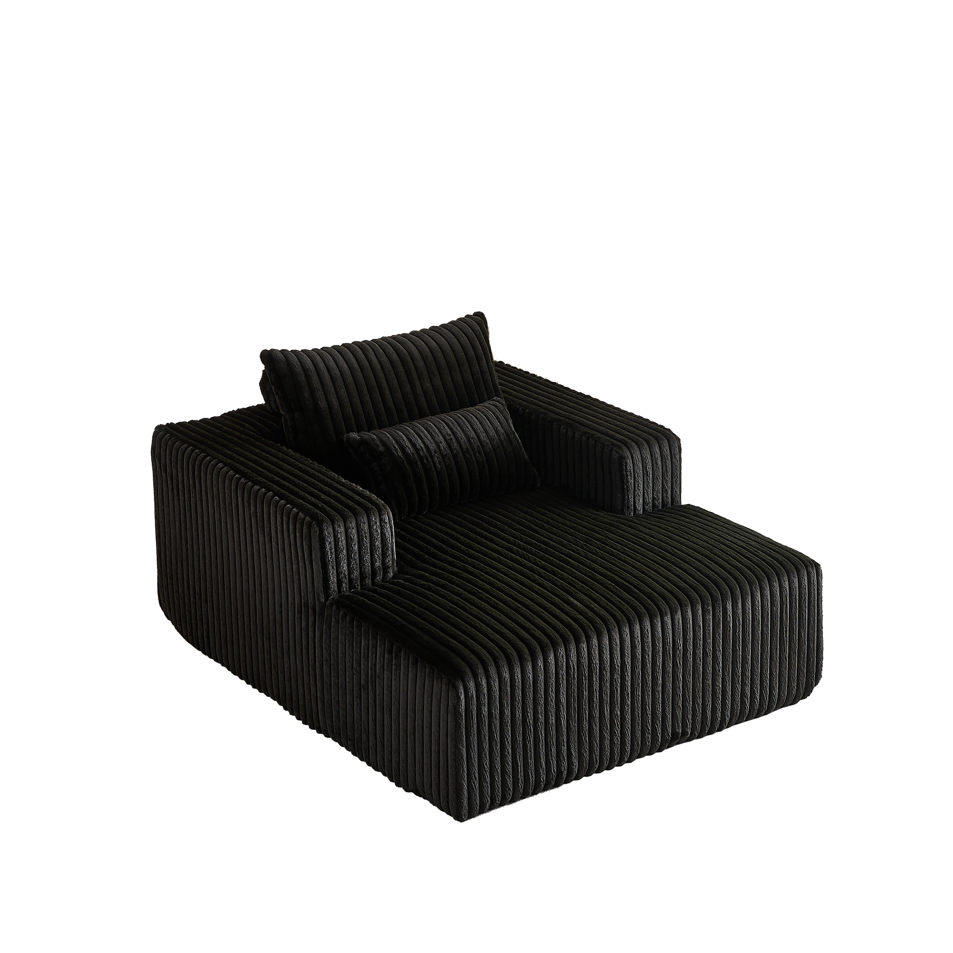 62.5 Inch Corduroy Sponge Sofa Lounge Chair,No Assembly Required,Fluffy Modern Sleeper Chair For Indoor Living Room Bedroom Black Foam Corduroy 1 Seat