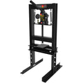 6 Ton Hydraulic Shop Floor Press, With Pressure Gauge Steel H Frame Shop Press With Steel Plates Adjustable Working Table, Black Black Steel