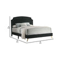 Lily Platform King Upholstered Bed, Padded Headboard, Black, Gold King Black Gold Wood Fabric