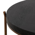 Sylvie Brushed Oak And Metal Round Coffee Table Grey Black Wood Metal