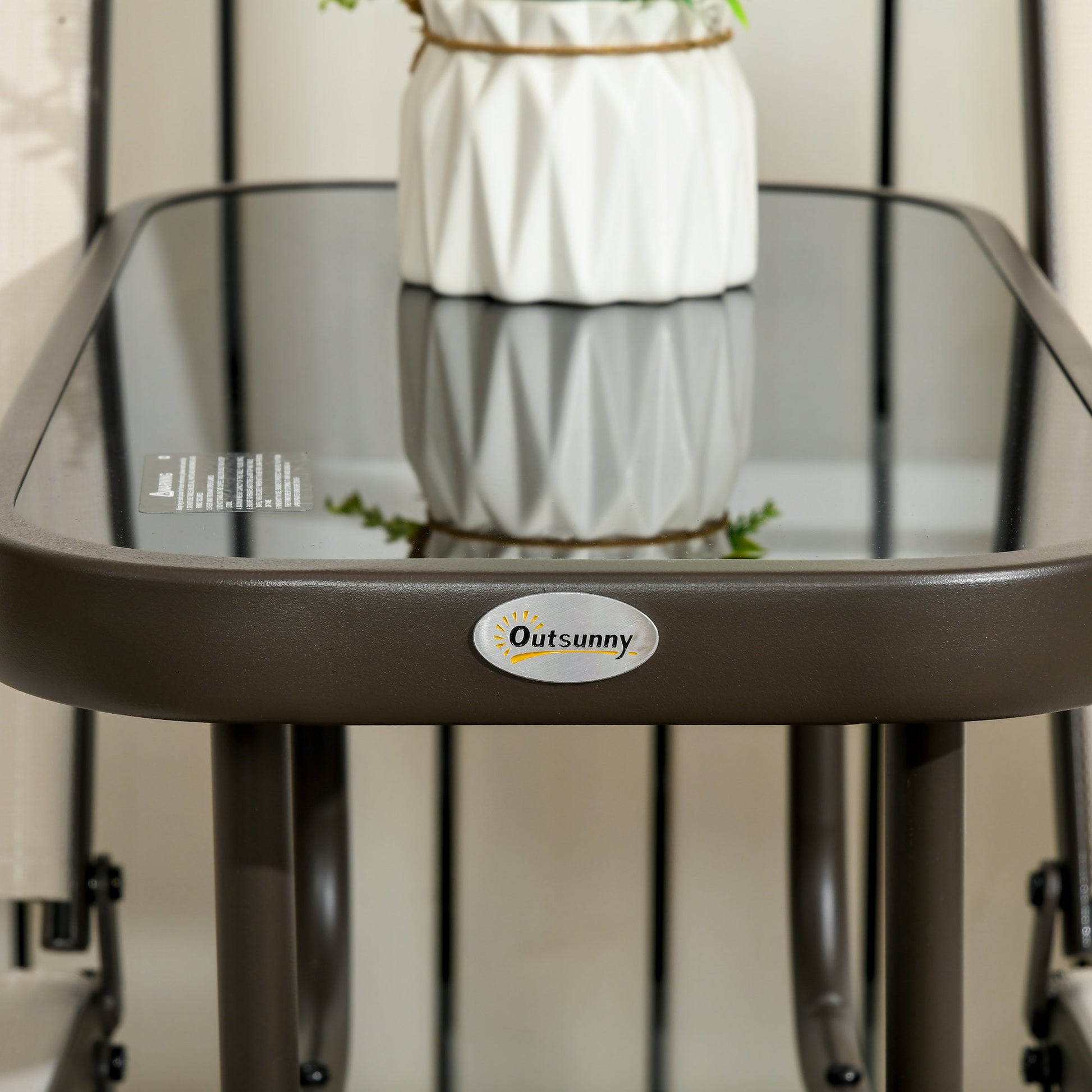 Outsunny Outdoor Glider Bench With Center Table, Metal Frame Patio Loveseat Withmesh Fabric And Armrests For Backyard Garden Porch, Beige Beige Steel