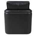 Black Swivel Accent Chair Black Primary Living Space Modern Genuine Leather