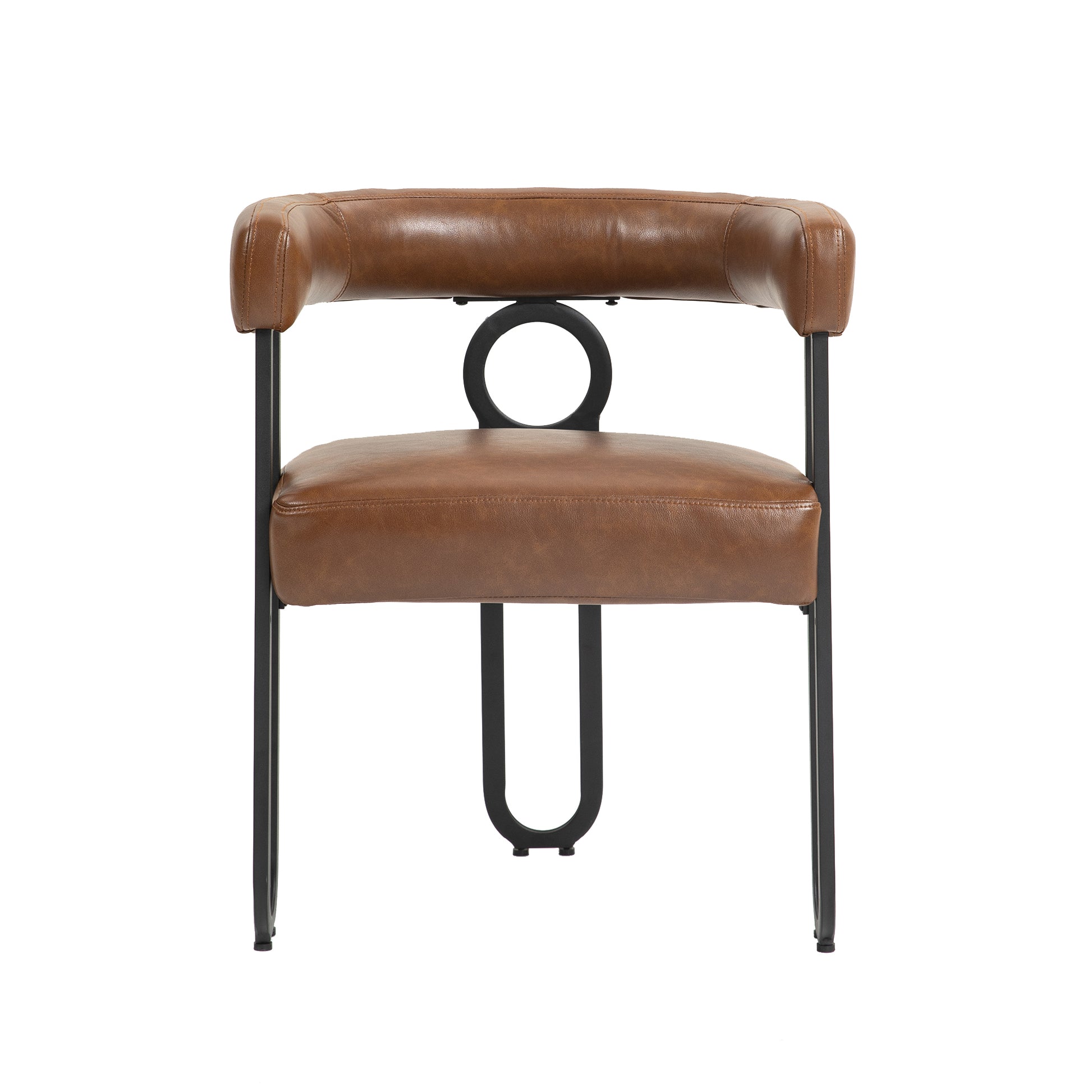 Coolmore Contemporary Designed Pu Fabric Upholstered Accent Dining Chair Barrel Side Chairs Kitchen Armchair For Living Room Set Of 2 Light Brown Pu Light Brown Dining Room Foam Pu Leather