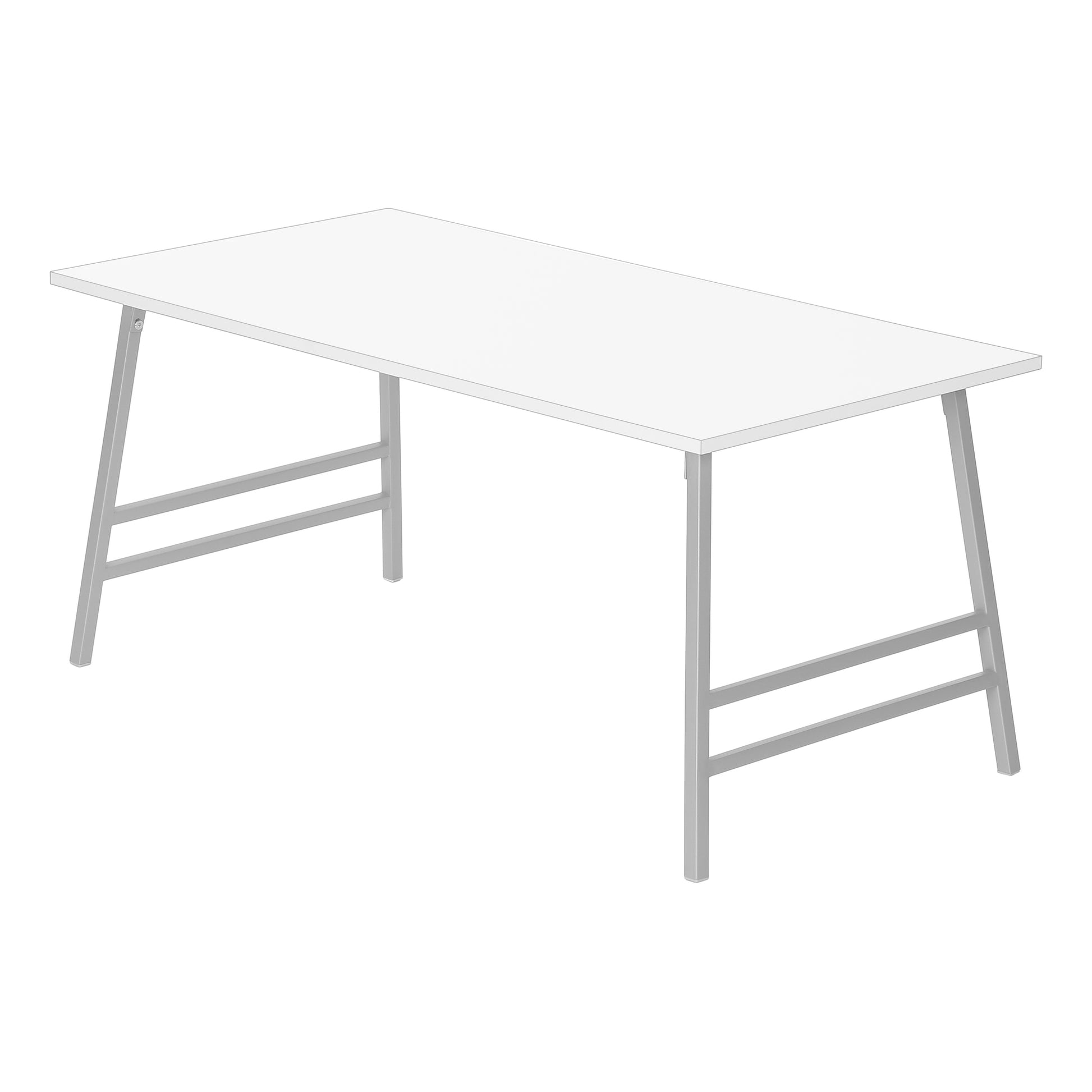 Coffee Table, Accent, Cocktail, Rectangular, Living Room, 40"L, White Laminate, Grey Metal, Contemporary, Modern White Mdf