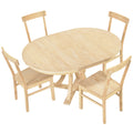 5 Piece Rustic Round Pedestal Extendable Dining Table Set With 15.7