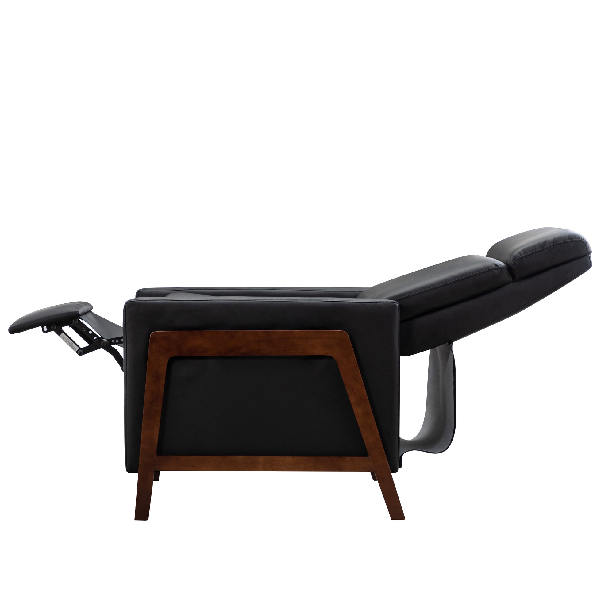 Set Of Two Wood Framed Pu Leather Recliner Chair Adjustable Home Theater Seating With Thick Seat Cushion And Backrest Modern Living Room Recliners, Black Black Pu Pu