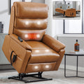 Brown Leatheraire Dual Motor Infinite Position Up To 350 Lbs Power Lift Recliner Chair With Power Remote, Heat Massage And Heavy Duty Motion Mechanism White Metal Primary Living Space Heavy Duty