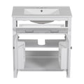 30 Inch Bathroom Vanity With Ceramic Sink, Modern White Single Bathroom Cabinet With 2 Doors And A Shelf, Soft Close Doors White Bathroom Solid Wood Mdf