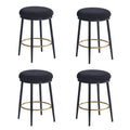 24.75'' Modern Counter Stools Set Of 4,Black Counter Stools With Iron Frame,Sponge Cushion,Footrest,Suitable For Kitchen Bedroom Dining Room. Iron Black Kitchen Sponge Round Modern Set Of 4 Or More