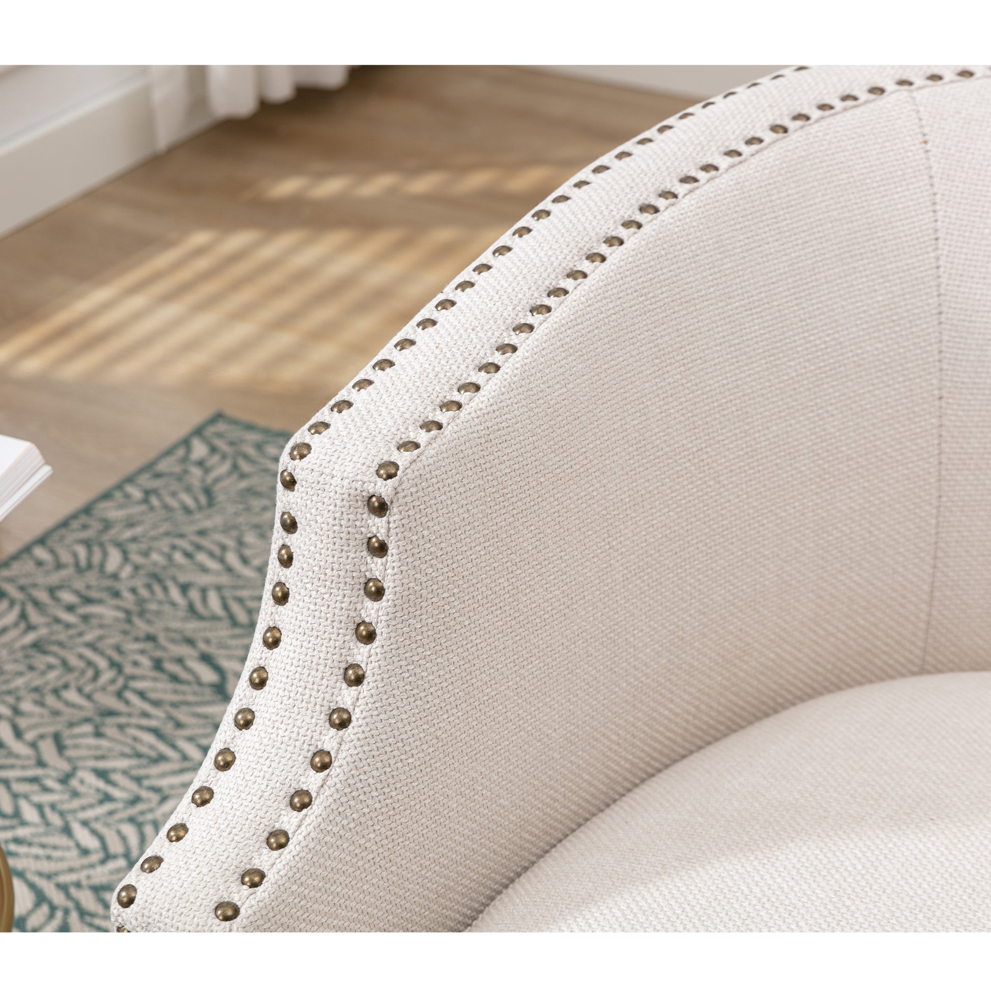 Coolmore Swivel Chair Living Room Chair Beige Foam Linen