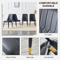 1 Table And 8 Chairs Set.A Rectangular Dining Table With A Imitation Marble Black Table Top And Black Metal Legs.Paired With 8 Chairs With Pu Leather Seat Cushion And Black Metal Legs.F 1538,C 007 Black Glass Metal