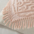 Tufted Cotton Chenille Medallion Fringe Coverlet Mini Set Blush Full Queen Full Blush Cotton