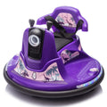 12V Kids Ride On Bumper Car W Parents Control,Rotate 360 Degrees,Two Handed Switch For Direction Control,Bumper Strip,Light Belt,Mp3 Music,Bluetooth,Provide A Speed Of 0.75Mph For Kids Of 2 5 Purple