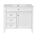 36'' Bathroom Vanity With Top Sink, Modern Bathroom Storage Cabinet With 2 Drawers And A Tip Out Drawer, Single Sink Bathroom Vanity White Bathroom Solid Wood Mdf Ceramic,Solid Wood Mdf