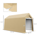 Outsunny 7' X 12' Garden Storage Tent, Heavy Duty Outdoor Shed, Waterproof Portable Shed Storage Shelter With Ventilation Window And Large Door For Bike, Motorcycle, Garden Tools, Beige Beige Steel