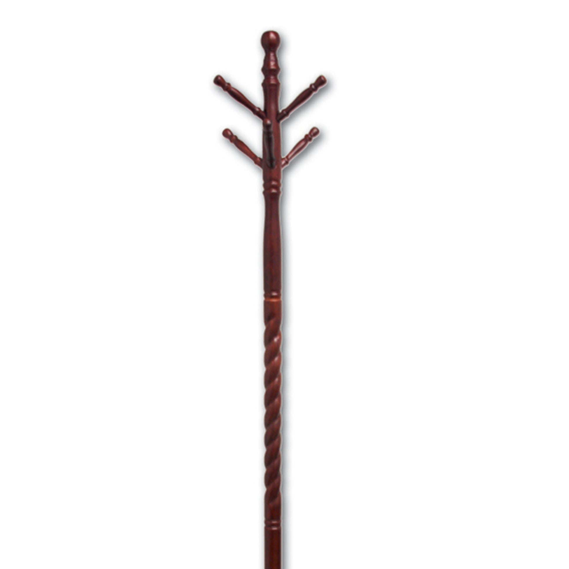 71.5" Tall Wooden Standing Coat Rack" Twist" With Cherry Finish Multicolor Wood